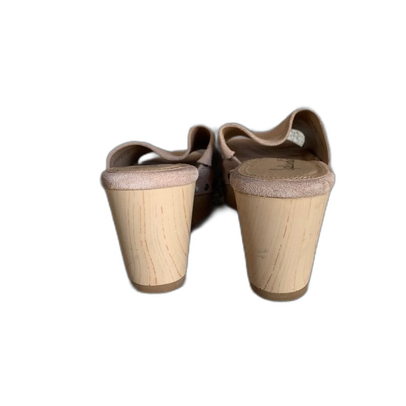 Splendid Tan Nubuck Suede Wedge Platform Mule Sandals Size 8.5M - Picture 5 of 9